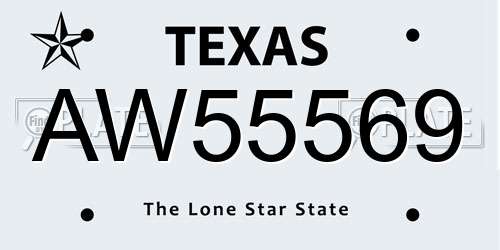 AW55569 Texas License Plate