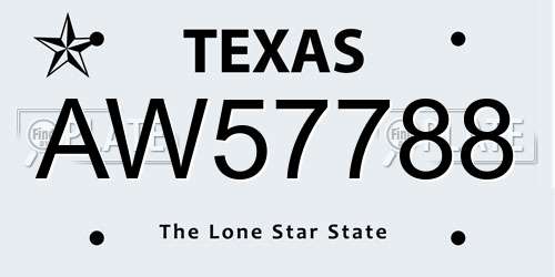 AW57788 Texas License Plate