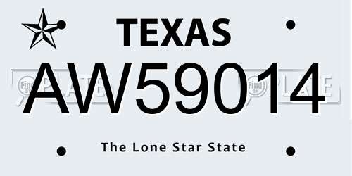 AW59014 Texas License Plate