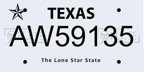 AW59135 Texas License Plate