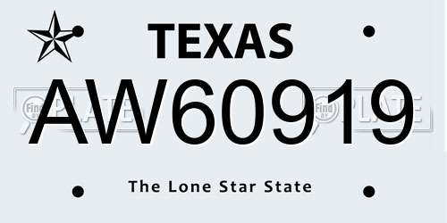 AW60919 Texas License Plate