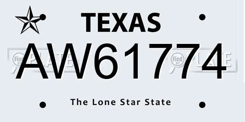 AW61774 Texas License Plate