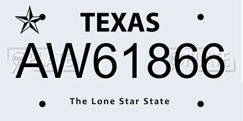 AW61866 Texas License Plate