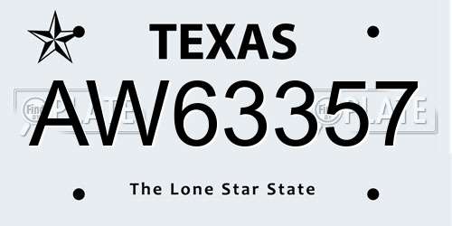AW63357 Texas License Plate