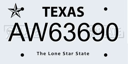 AW63690 Texas License Plate