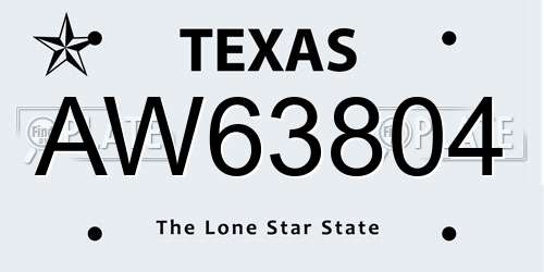 AW63804 Texas License Plate