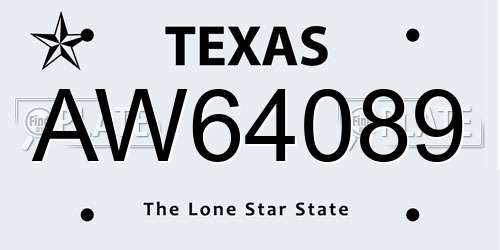 AW64089 Texas License Plate