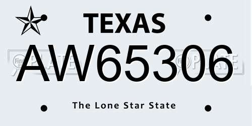 AW65306 Texas License Plate