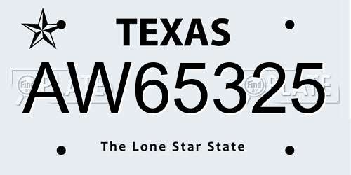 AW65325 Texas License Plate