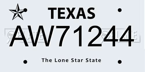 AW71244 Texas License Plate