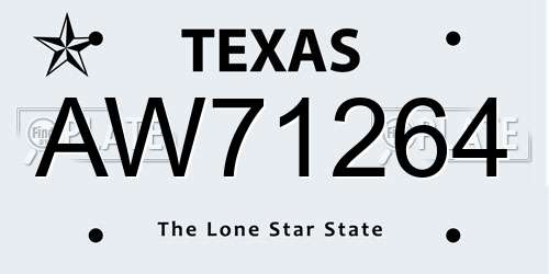 AW71264 Texas License Plate