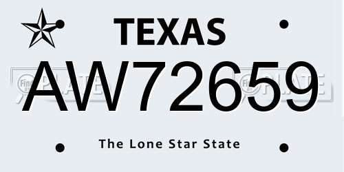 AW72659 Texas License Plate