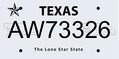 AW73326 Texas License Plate