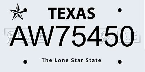 AW75450 Texas License Plate