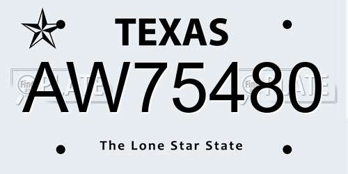 AW75480 Texas License Plate