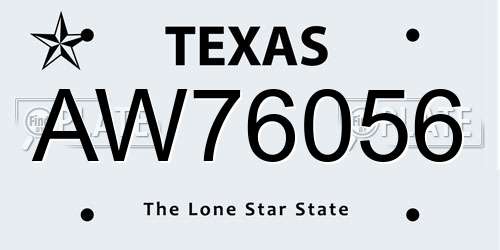 AW76056 Texas License Plate