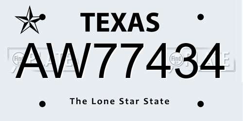 AW77434 Texas License Plate