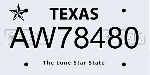 AW78480 Texas License Plate