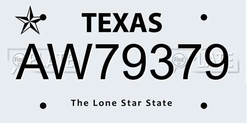 AW79379 Texas License Plate