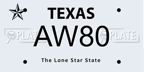 AW80 Texas License Plate