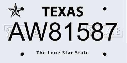 AW81587 Texas License Plate