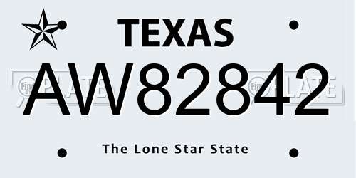 AW82842 Texas License Plate