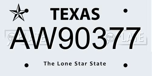 AW90377 Texas License Plate