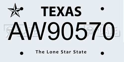 AW90570 Texas License Plate