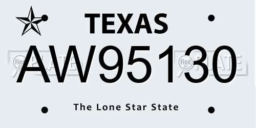 AW95130 Texas License Plate