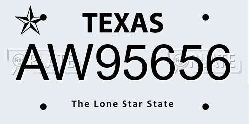 AW95656 Texas License Plate