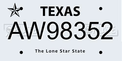 AW98352 Texas License Plate