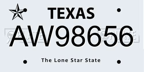 AW98656 Texas License Plate