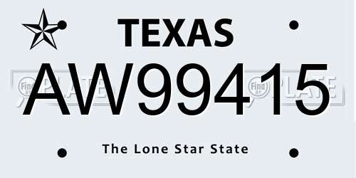 AW99415 Texas License Plate
