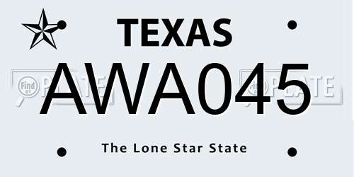 AWA045 Texas License Plate