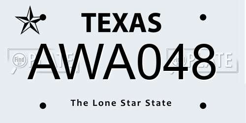 AWA048 Texas License Plate