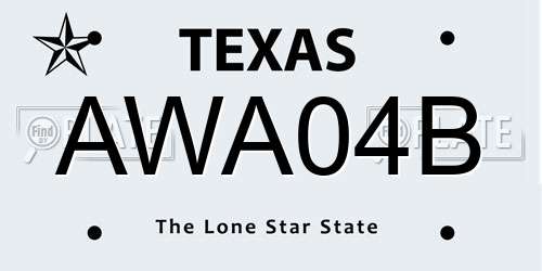 AWA04B Texas License Plate