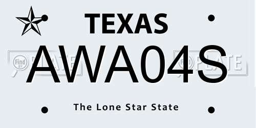AWA04S Texas License Plate