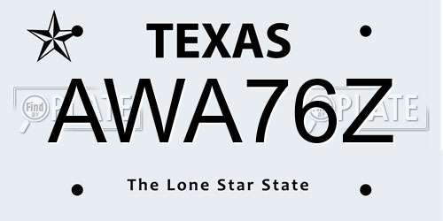 AWA76Z Texas License Plate