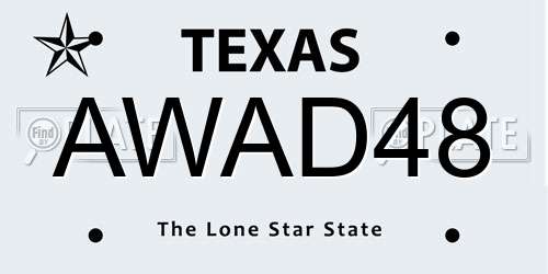 AWAD48 Texas License Plate