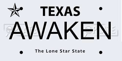 AWAKEN Texas License Plate