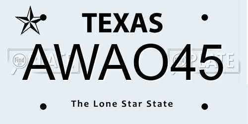 AWAO45 Texas License Plate