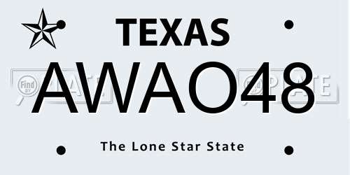 AWAO48 Texas License Plate