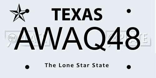 AWAQ48 Texas License Plate