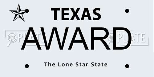 AWARD Texas License Plate