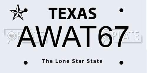 AWAT67 Texas License Plate
