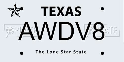 AWDV8 Texas License Plate
