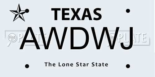 AWDWJ Texas License Plate