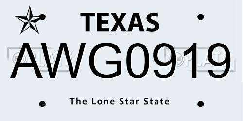 AWG0919 Texas License Plate