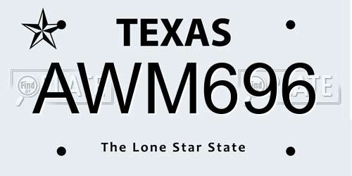 AWM696 Texas License Plate