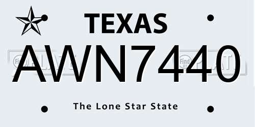 AWN7440 Texas License Plate
